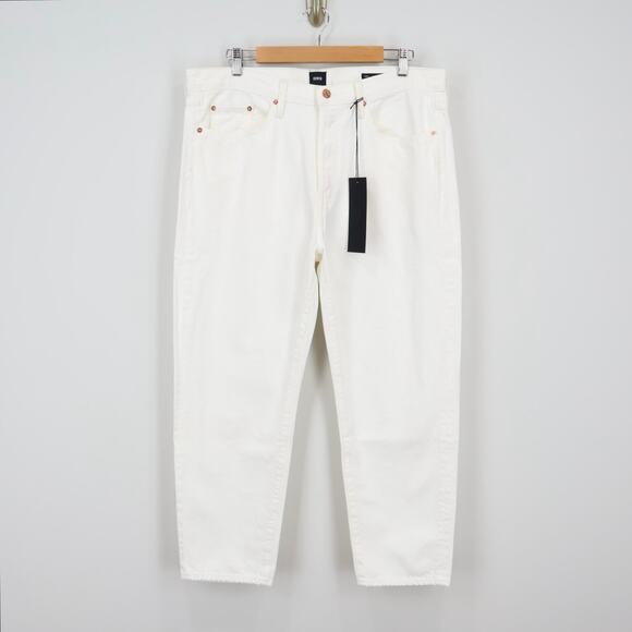 NWT Edwin Hana Classic Straight Crop Button-Fly Denim Jean White Noise Size 34 - Picture 1 of 8